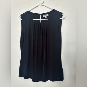 Calvin Klein black sleeveless top ruched neckline size L
